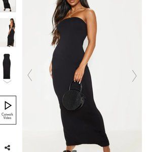 PRETTYLITTLETHING Black Bandeau Maxi Dress NWT - 8